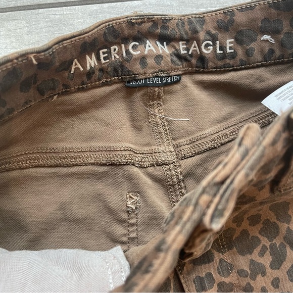 American Eagle Brown Leopard High Waist Skinny Jeans Next Level Stretch 2 - Picture 2 of 4